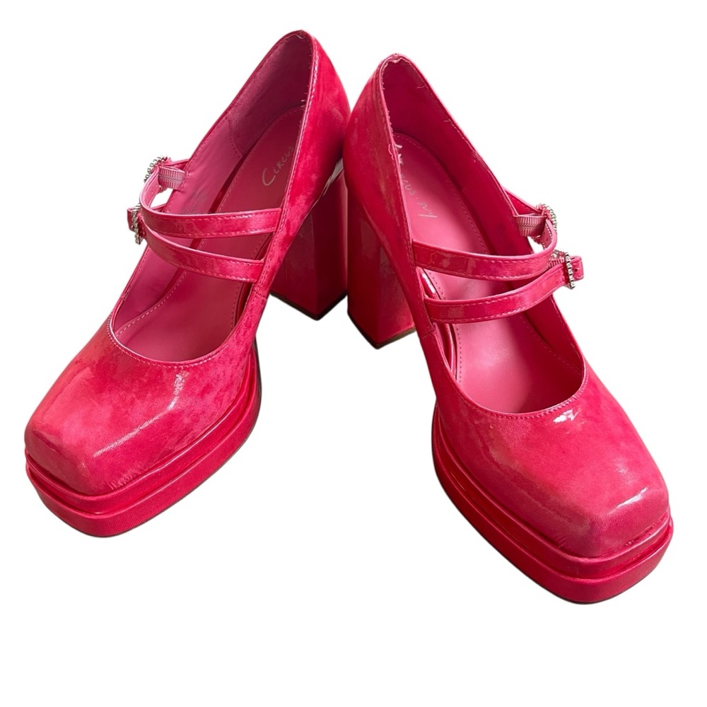 Circus by Sam Edelman Hot Pink Pepper Jewel Platform Mary Jane Heels Size 8